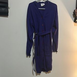 Purple Long Sleeve V-Neck Sweater Dress